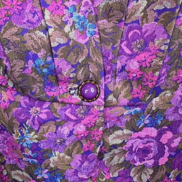 Royal Design Women's Plus Size 22 Purple Floral Vintage Blazer‎ - Picture 7 of 12